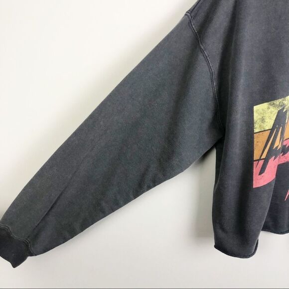 AC/DC | Powerage Cropped Crewneck Sweatshirt Black Wash Gray Women’s Size Medium - Picture 3 of 7